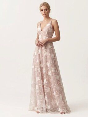 Helsi Josephine Sleeveless V-Neck Formal 3-D Beaded Gown NWT